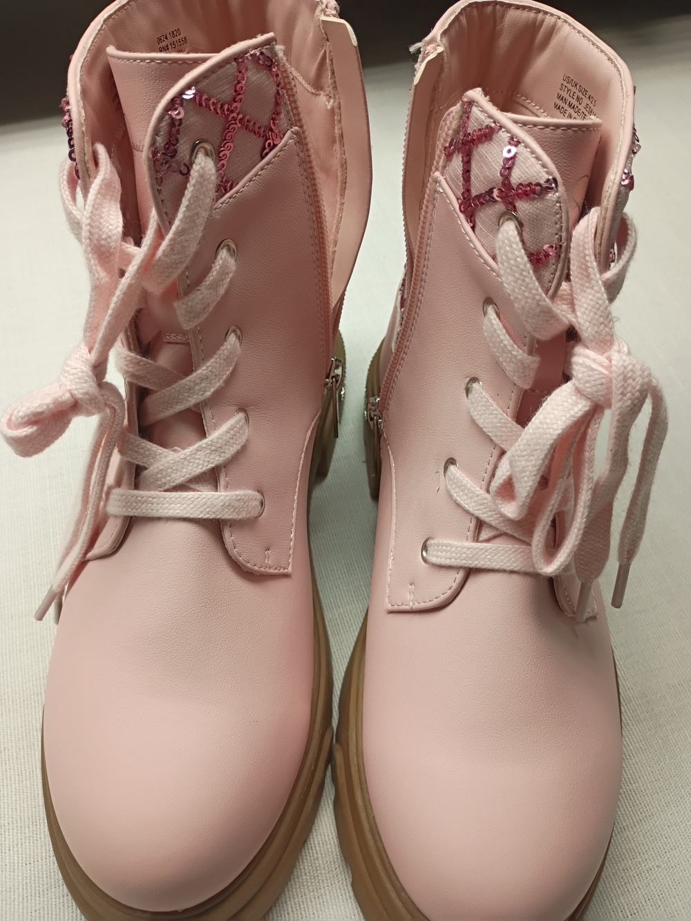 Jessica Simpson Pink Lace-Up Ankle Boots with Tan Sole